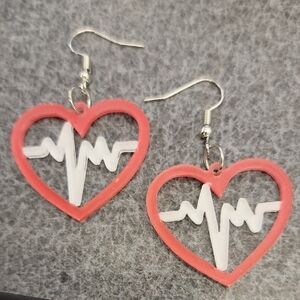 Heartbeat Earrings - Red and White
